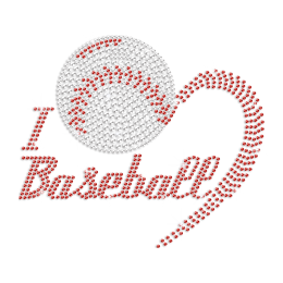Bling Crystal I Love Baseball Rhinestone Motif